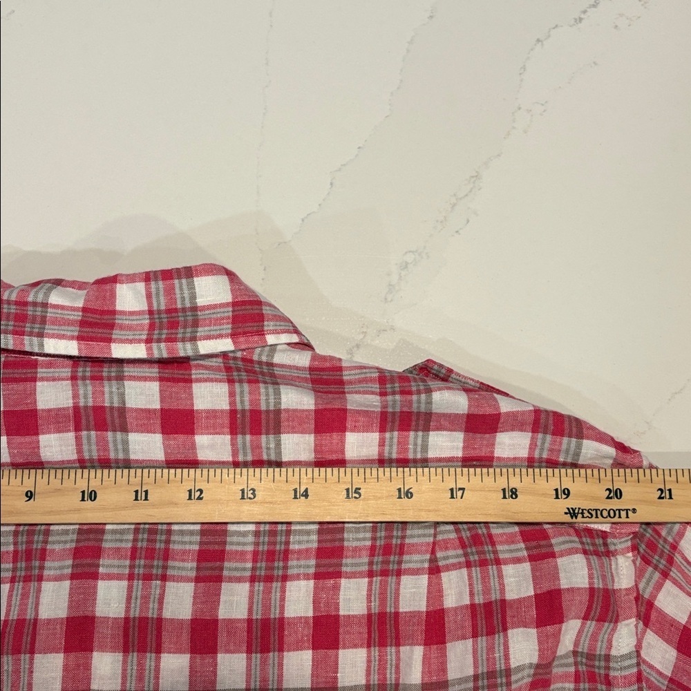 Brooks Brothers Linen Red and White Checkered Military Shirt Size XL - Picture 9 of 11